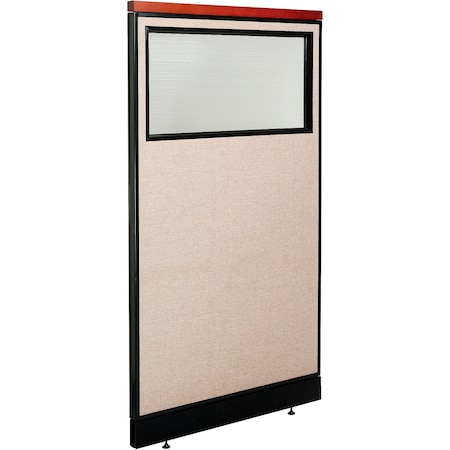Interion By Global Industrial Interion Deluxe Office Partition Panel w/Partial Window & Raceway 36-1/4inW x 65-1/2inH Tan 694699WNTN